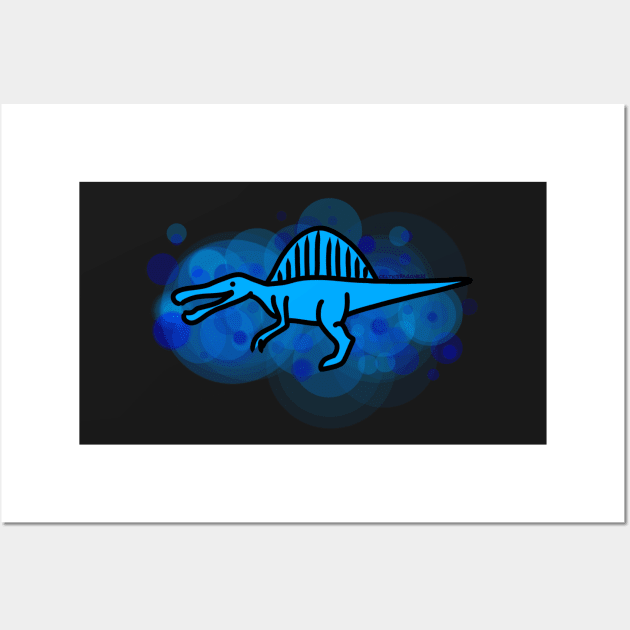 Blue Spineosaurus Rainbow Dinosaurs Series Wall Art by CelticDragoness